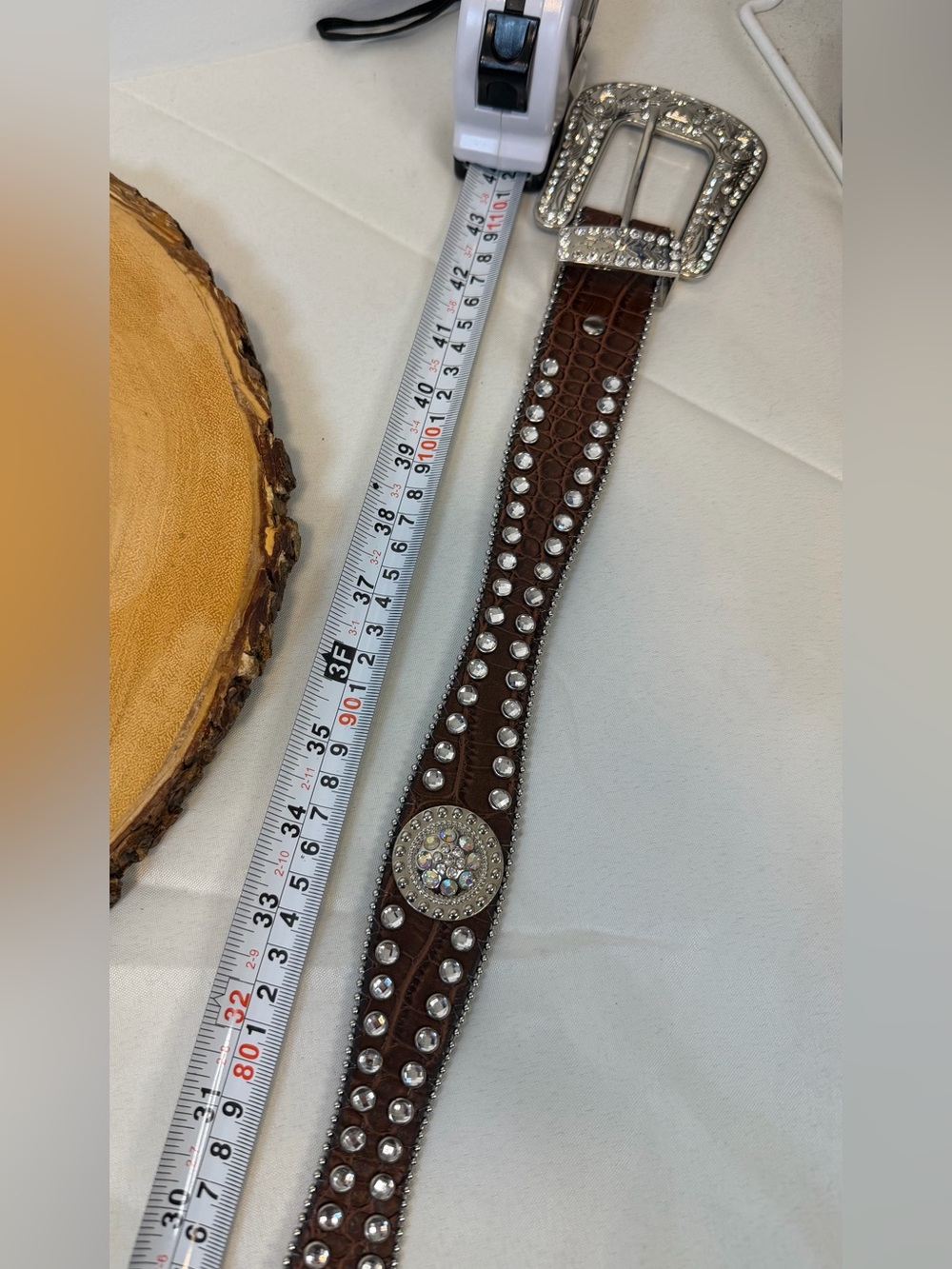 Blazin Roxx Brown Belt with Rhinestones and Conchos Scalloped Western Large - Picture 6 of 8